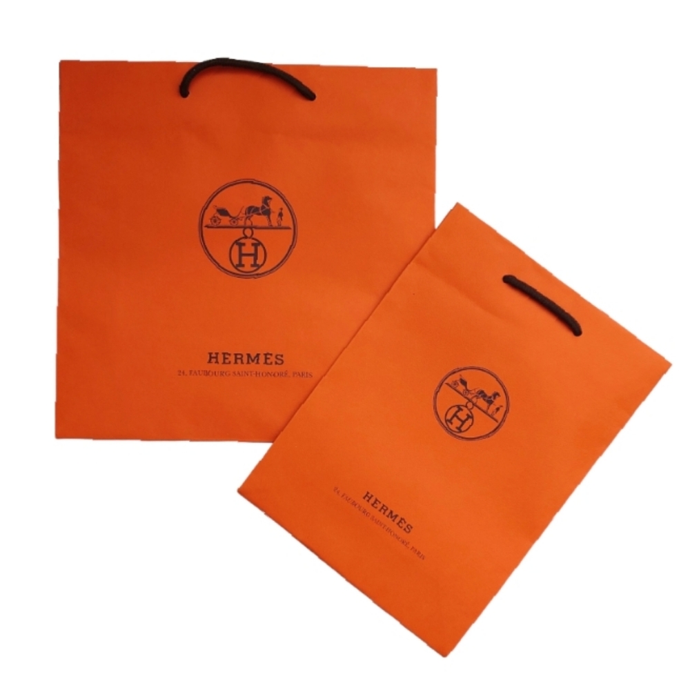 HERMES Authentic iconic orange paper shopping gift bags bundle